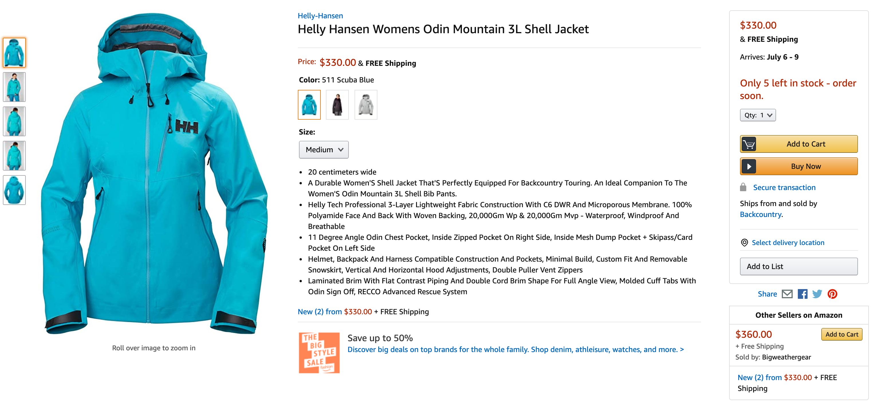 A screenshot of an Amazon retailer that doesn’t use FBA displaying a delivery date range on a product page.
