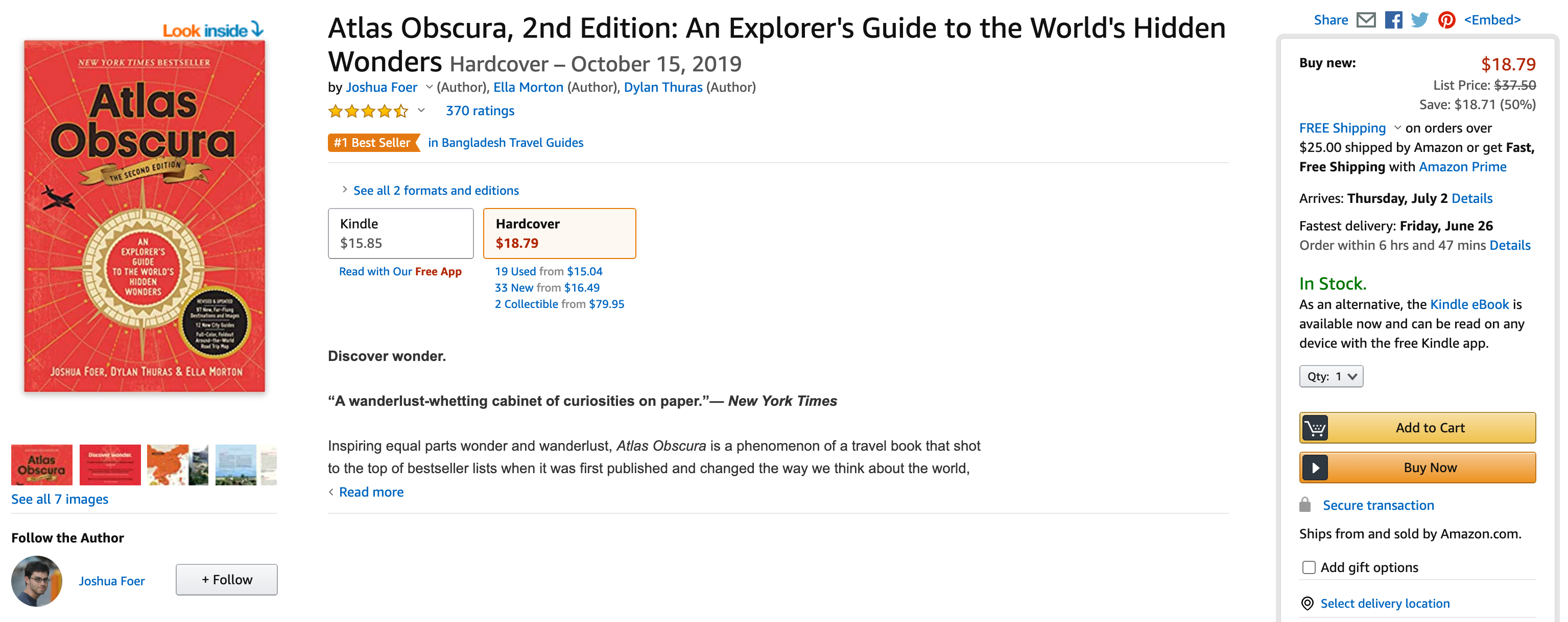 A screenshot from Amazon shows an estimated delivery date contingent on the timing of an order. 